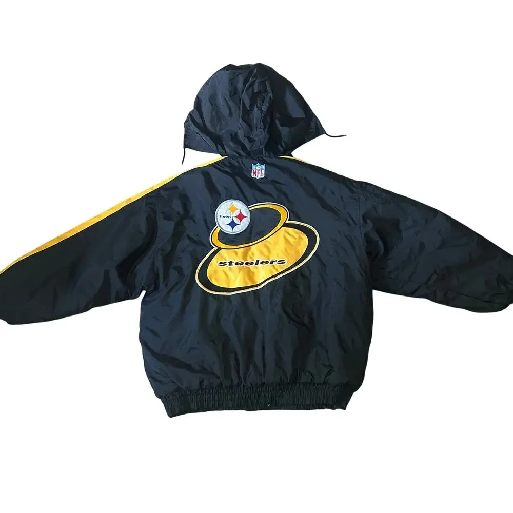 90s Vintage Pittsburgh Steelers Puffer Coat Logo Athletics ProLine Men's XL NFL